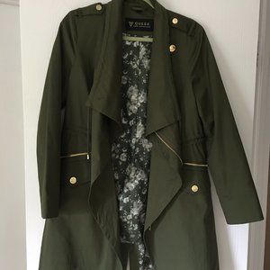 GUESS Knee-length Asymmetrical Green Raincoat